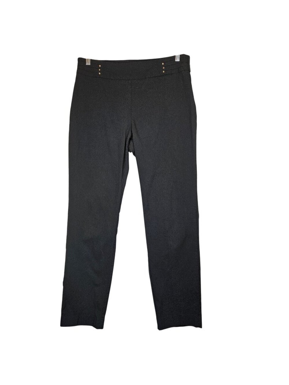 JM Collection Womens Black Stretch Slim Pants Size 1X With Gold Stud Details